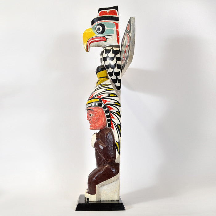 Thunderbird and Chief - Red Cedar Model Totem Pole