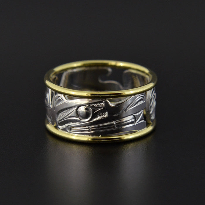 Wasco - Silver Ring with 14k Gold Rails