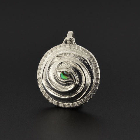 Eye of the Storm - Repoussé Silver Pendant with Abalone