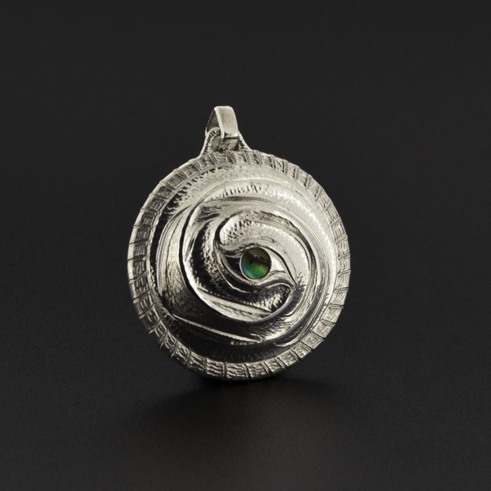 Eye of the Storm - Repoussé Silver Pendant with Abalone