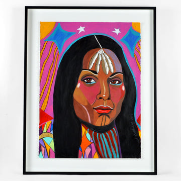 The Warrior with the Gift of Second Sight - Mixed Media on Paper