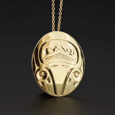 Raven with a Broken Beak - 14k Gold Pendant