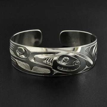Human and Raven - Silver Bracelet