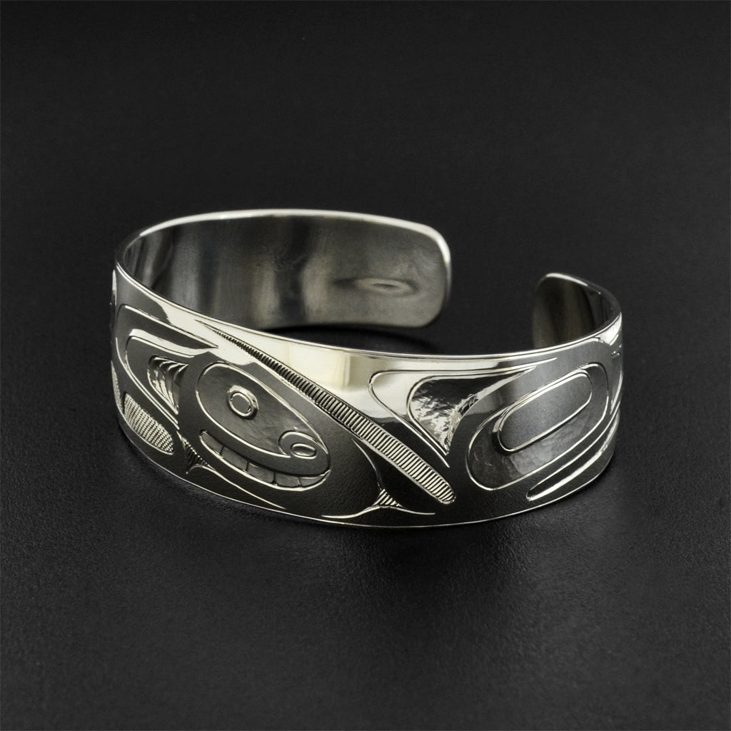 Human and Raven - Silver Bracelet