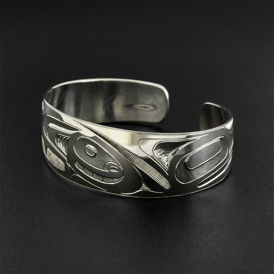 Human and Raven - Silver Bracelet