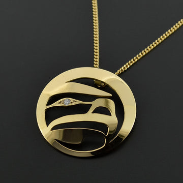 Eagle - 14k Gold Pendant with Diamond