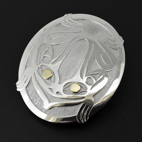 Frog - Silver Belt Buckle with 18k Gold