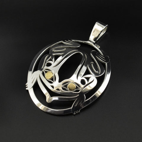 Frog - Silver Pendant with 18k Gold