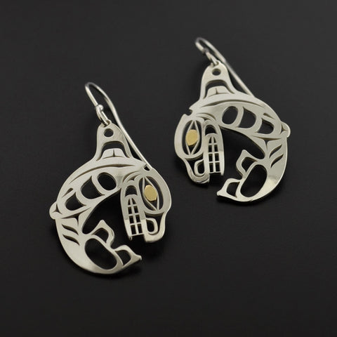 Killerwhales - Silver Earrings with 18k Gold Overlay