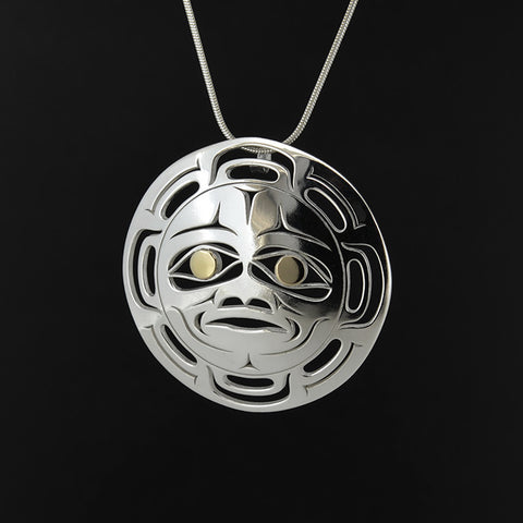 Moon - Silver Pendant with 18k Gold