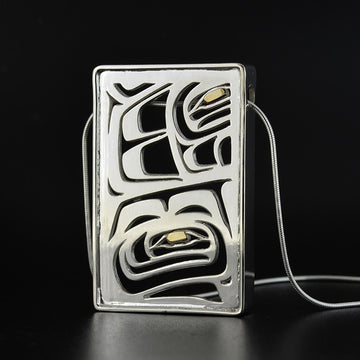 Raven Box - Silver Pendant with 18k Gold Overlays