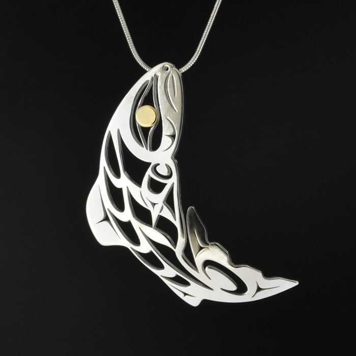 Salmon - Silver Pendant with 18k Gold