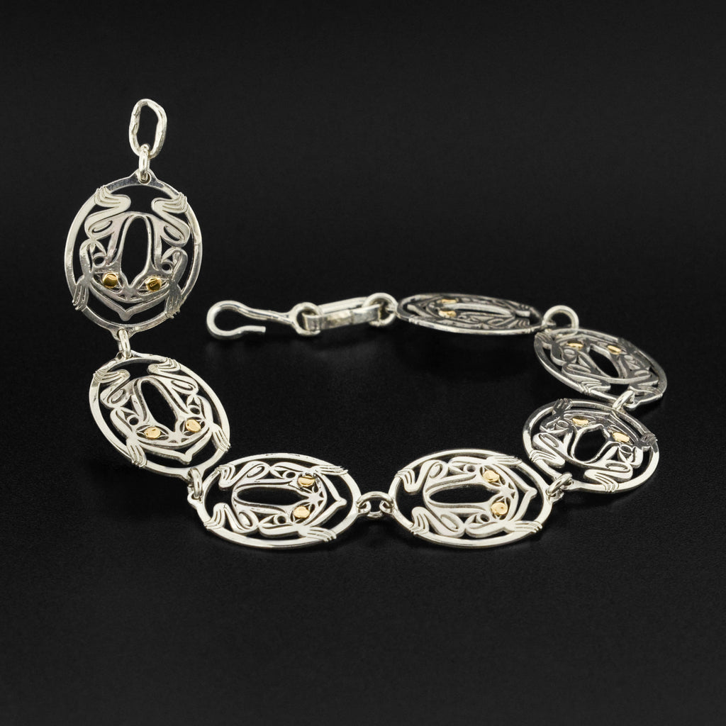 Frogs - Silver Bracelet with 18k Gold