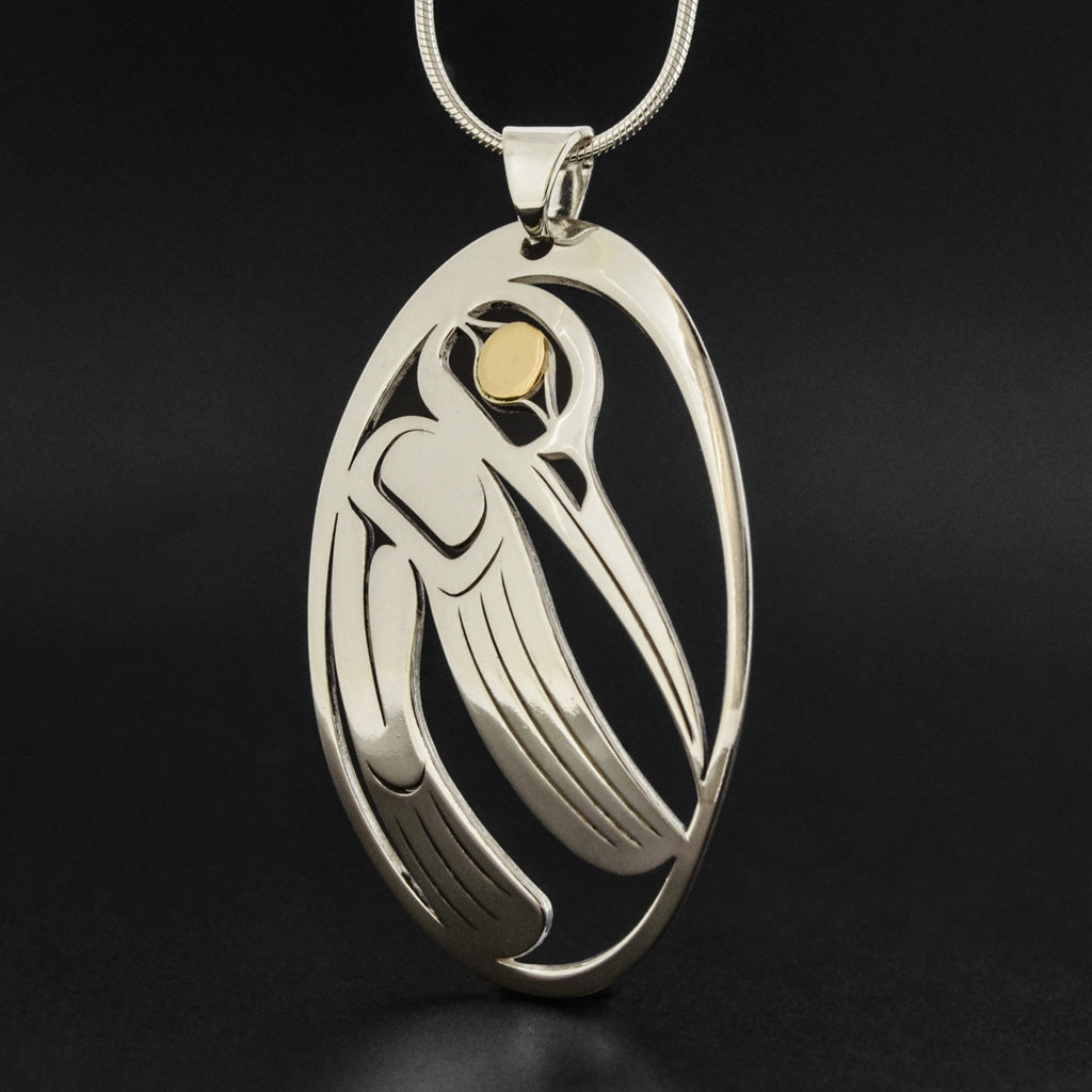 Hummingbird - Silver Pendant with 18k Gold