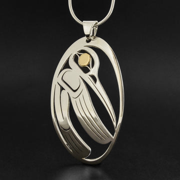 Hummingbird - Silver Pendant with 18k Gold