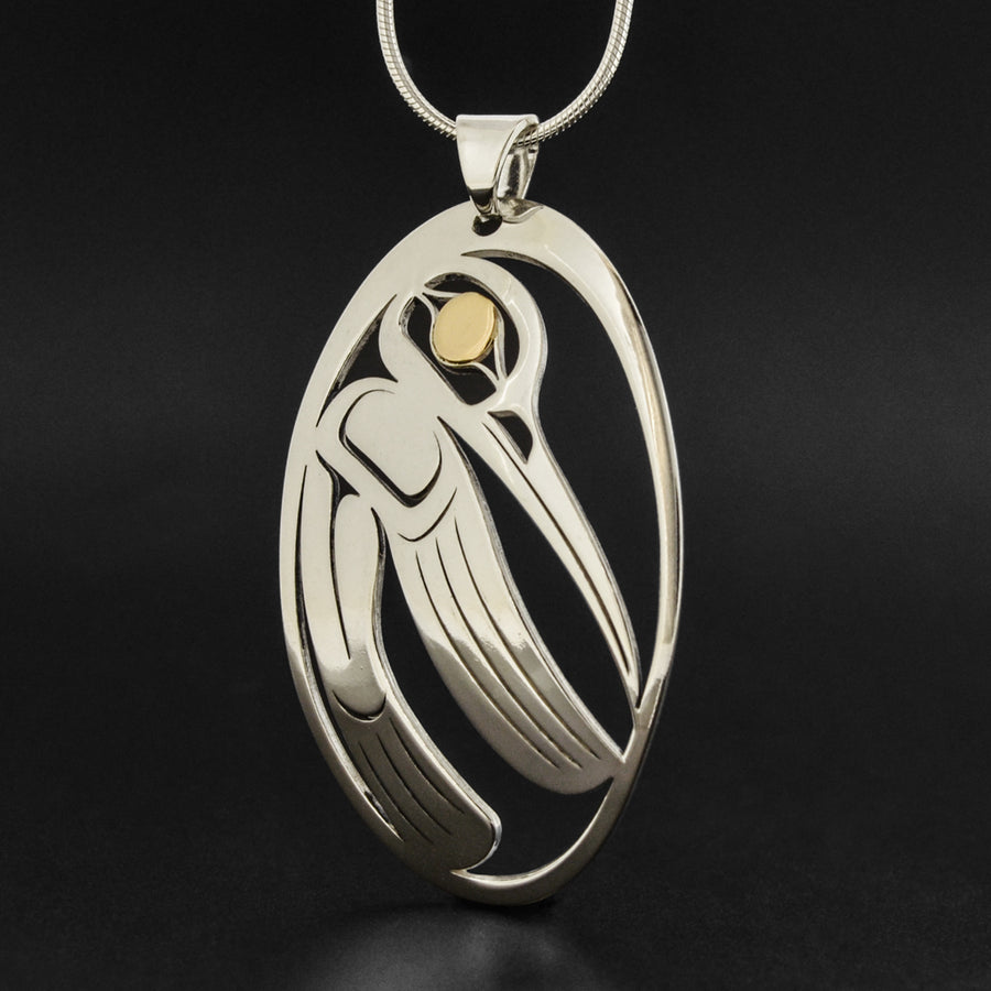 Hummingbird - Silver Pendant with 18k Gold