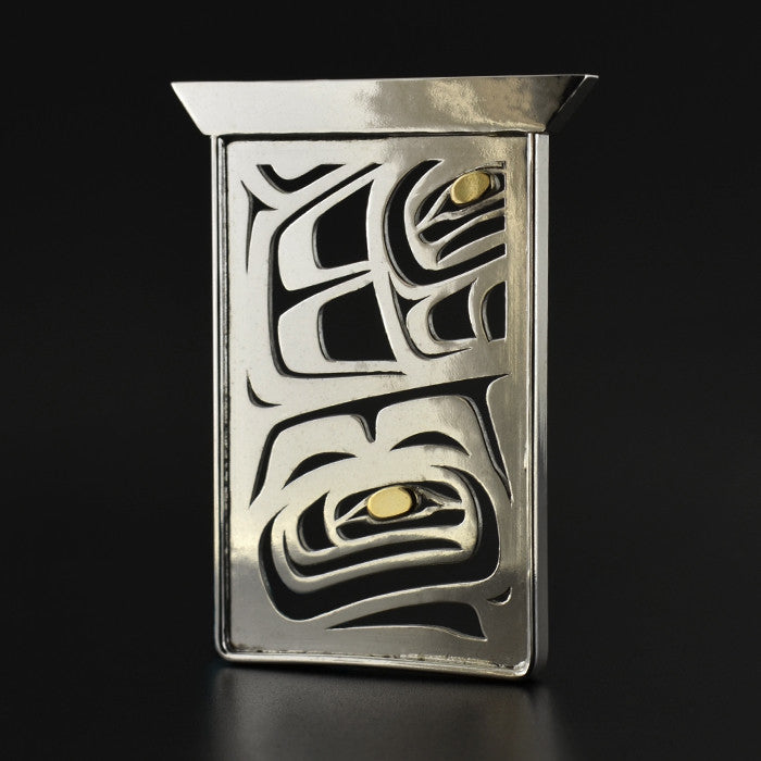 Raven Box - Silver Pendant with 18k Gold