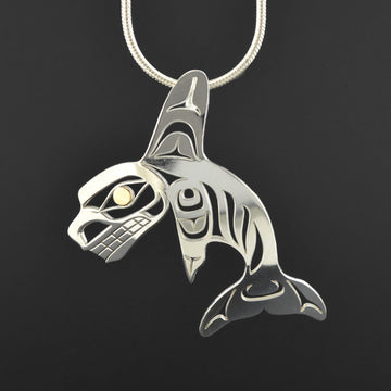 Killerwhale - Silver Pendant with 18k Gold