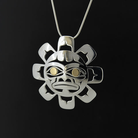 Sun - Silver Pendant with 18k Gold