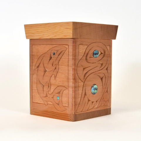 Guardians of the Salmon - Bentwood Box with Abalone