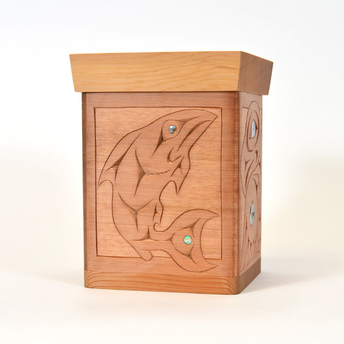 Guardians of the Salmon - Bentwood Box with Abalone