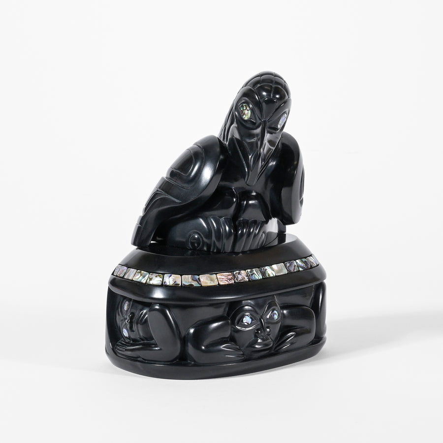 Raven and Clamshell - Argillite Sculpture