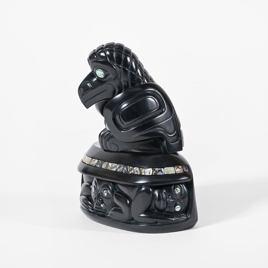 Raven and Clamshell - Argillite Sculpture