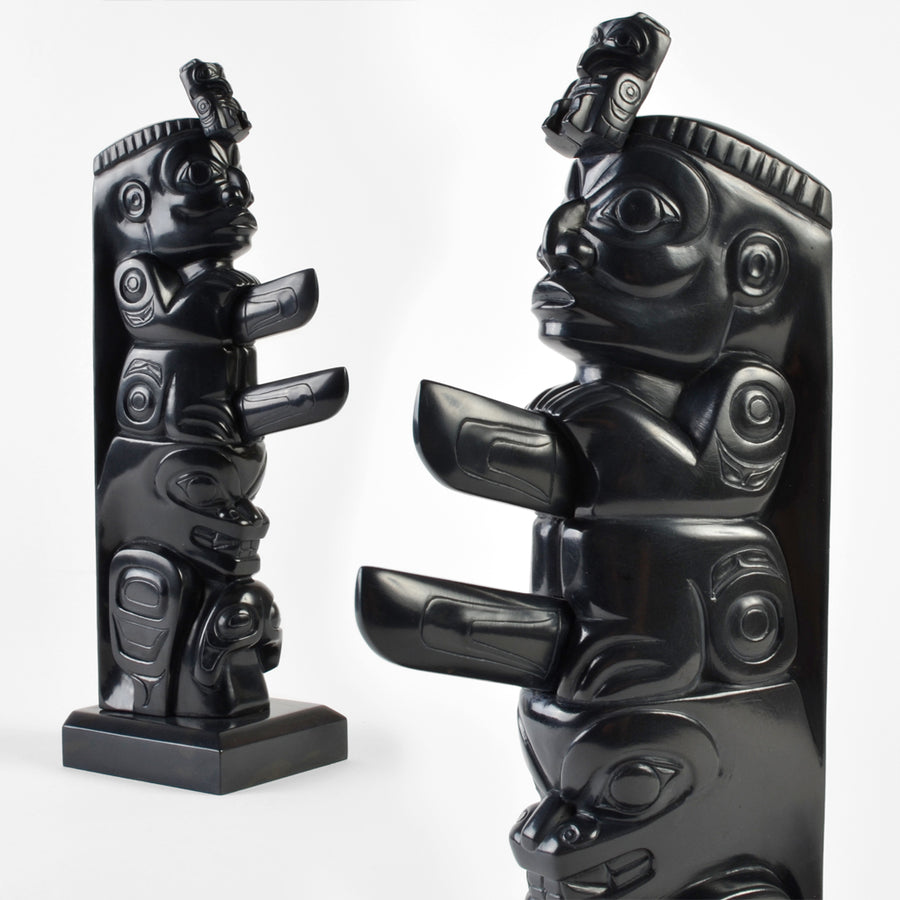 Gunar and Two-Finned Killerwhale - Argillite Pole