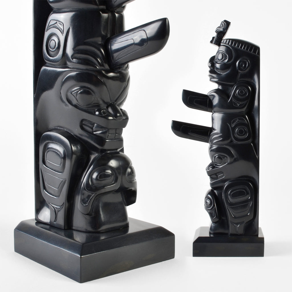 Gunar and Two-Finned Killerwhale - Argillite Pole