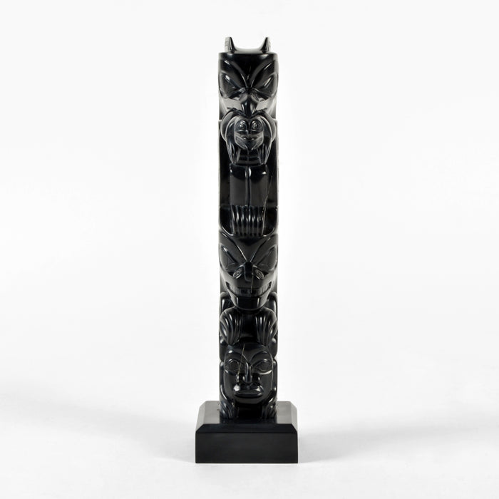 Raven, Frog and Bear - Argillite Pole