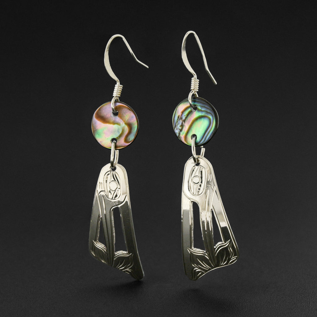 Hummingbird - Silver Earrings with Abalone