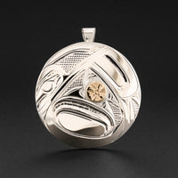Hummingbird - Silver Pendant with 14k Gold