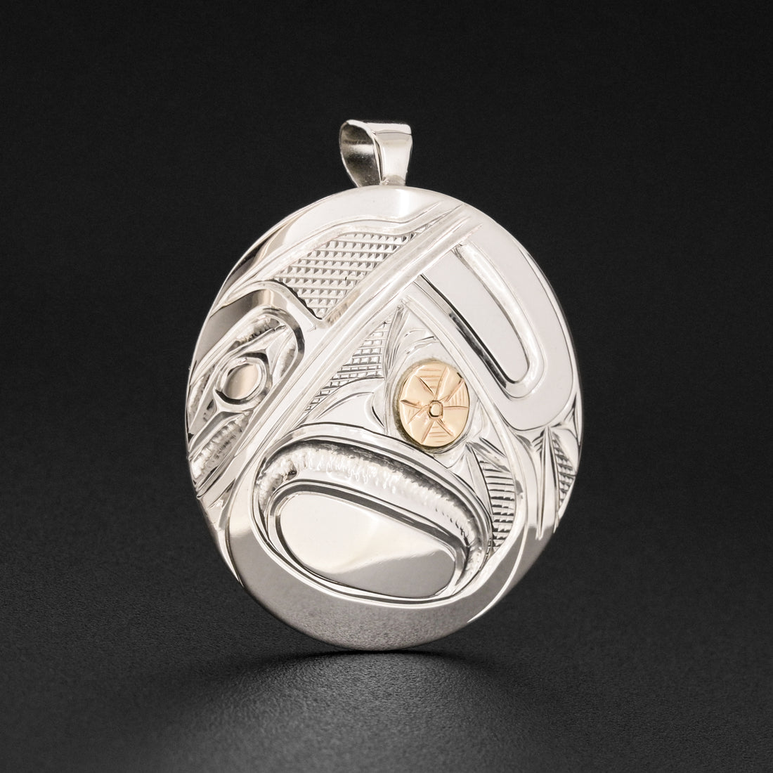 Hummingbird - Silver Pendant with 14k Gold