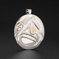 Hummingbird - Silver Pendant with 14k Gold
