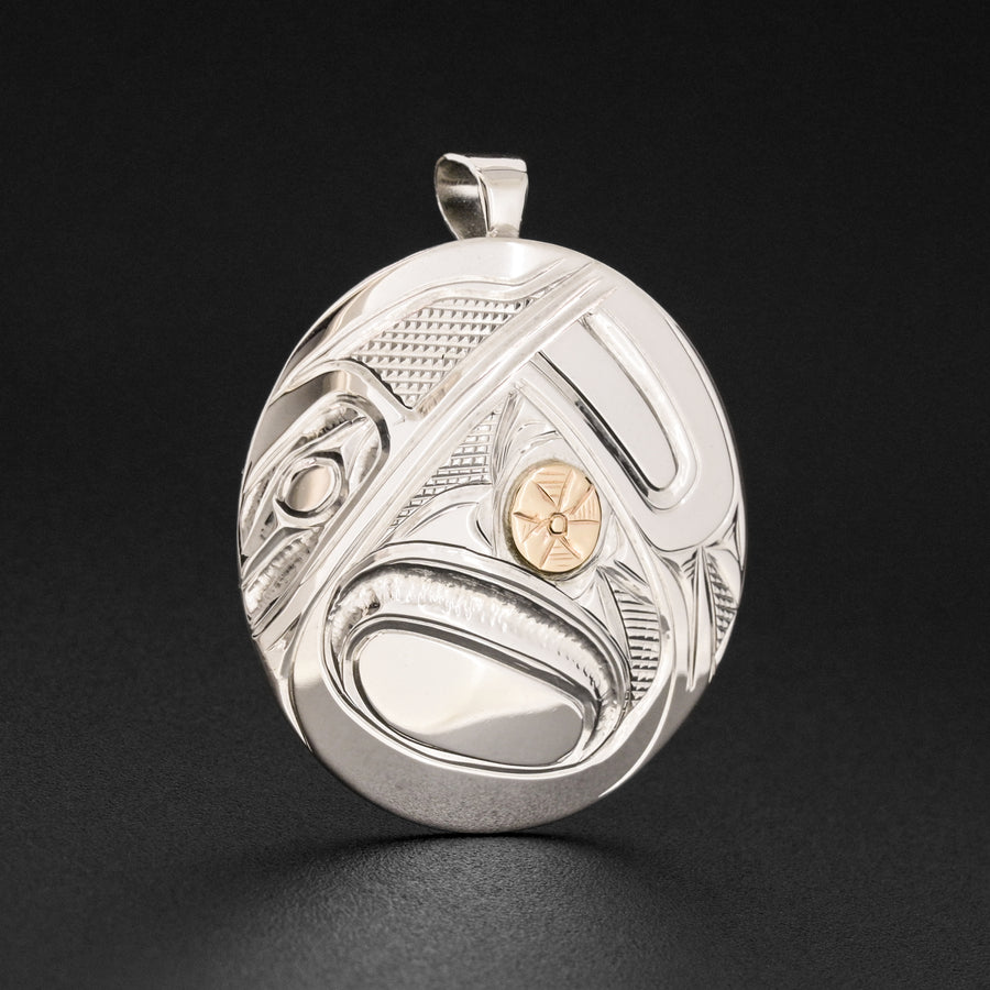 Hummingbird - Silver Pendant with 14k Gold