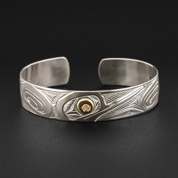 Hummingbird - Silver Bracelet with 14k Gold