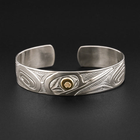 Hummingbird - Silver Bracelet with 14k Gold