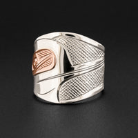 Hummingbird - Silver Ring with 14k Rose Gold
