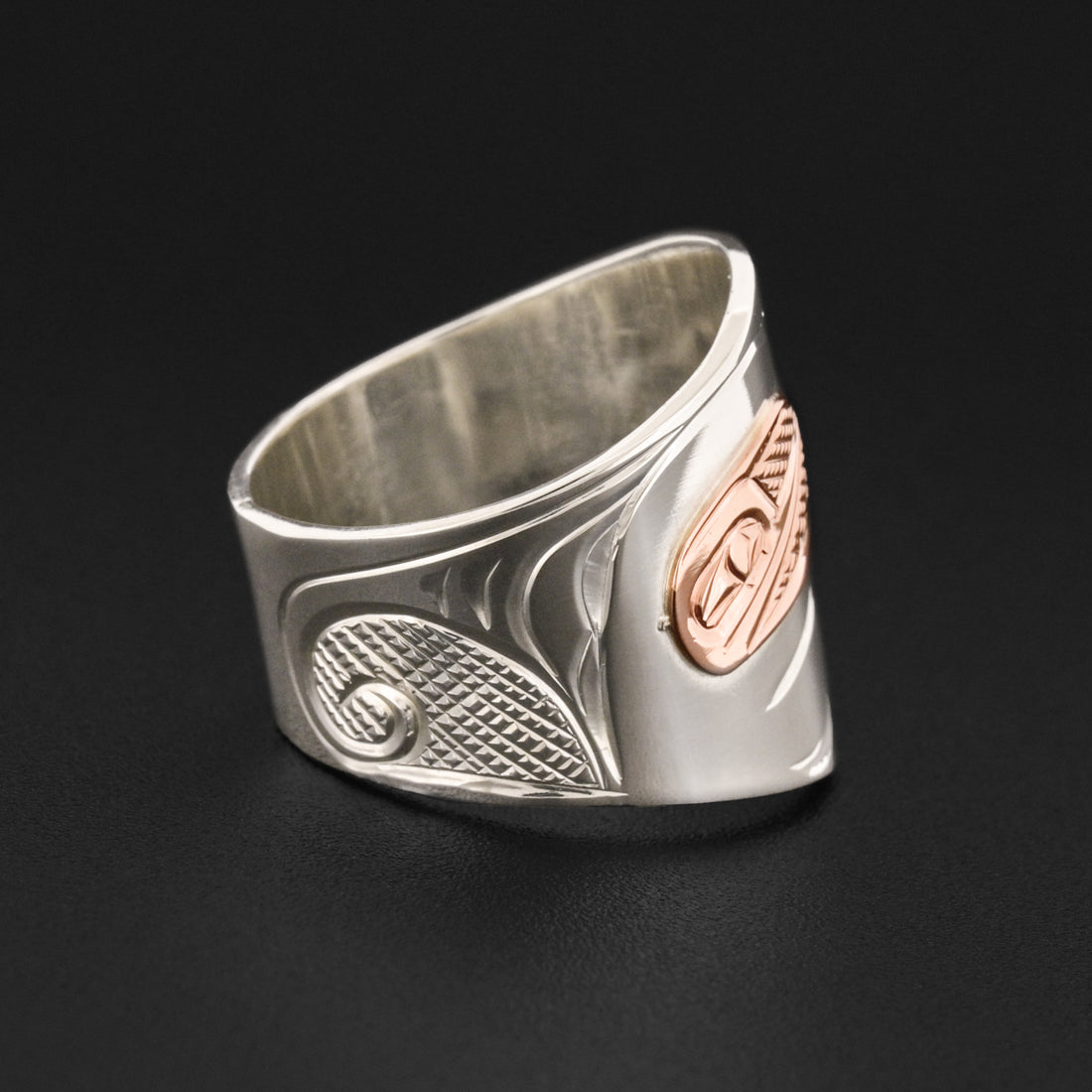 Hummingbird - Silver Ring with 14k Rose Gold