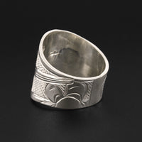 Hummingbird - Silver Ring with 14k Rose Gold