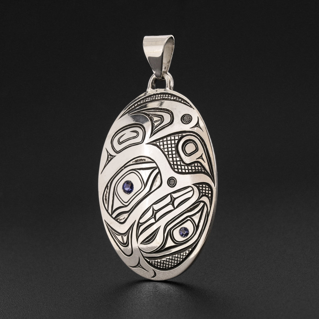 Hummingbird and Orca Transformation - Silver Pendant with Sapphire