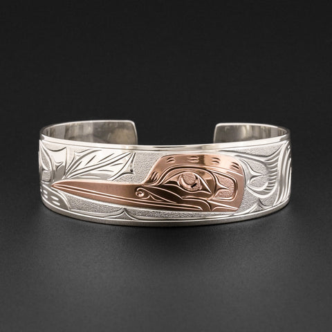 Hummingbird - Silver Bracelet with 14k Rose Gold