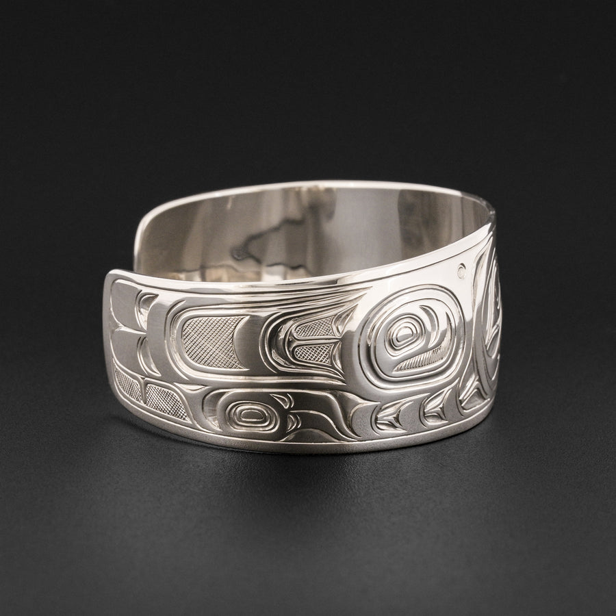Hummingbird with Flower- Silver Bracelet