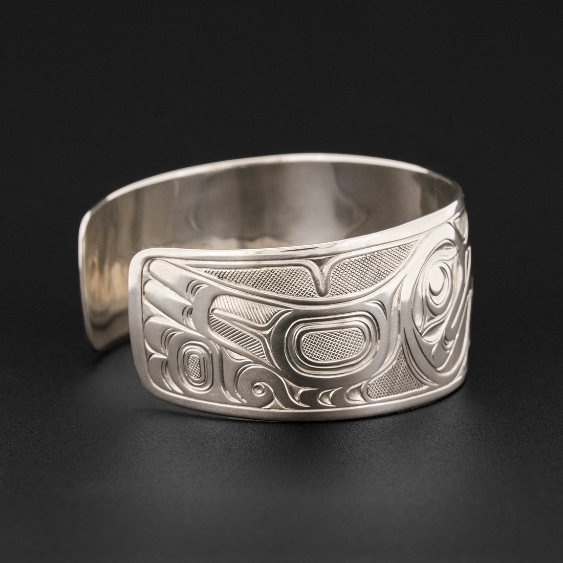 Two Hummingbirds with Flower - Silver Bracelet