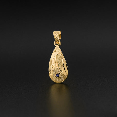 Eagle - 14k Gold Pendant with Sapphire