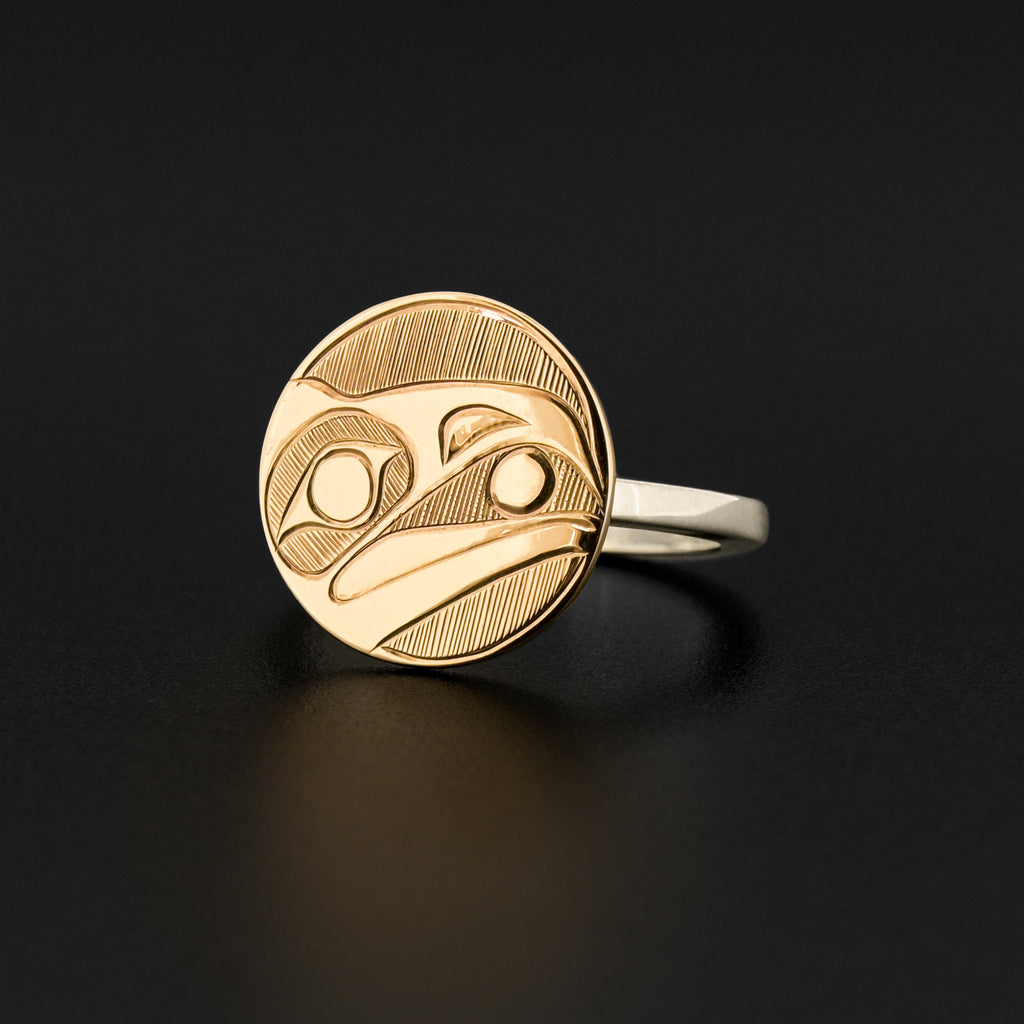 Raven and Light - Silver and 14k Gold Ring