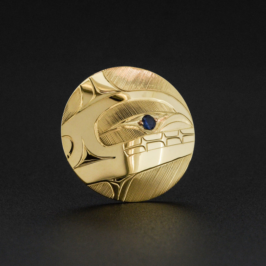 Killerwhale - 14k Gold Pendant with Sapphire