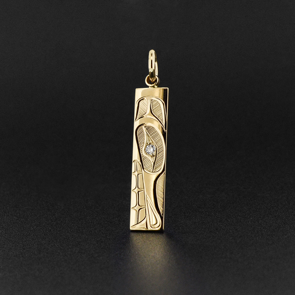 Wolf - 14k Gold Pendant with Diamond