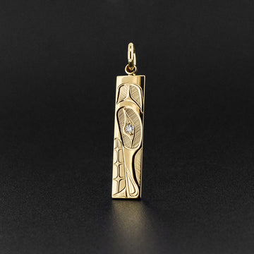 Wolf - 14k Gold Pendant with Diamond