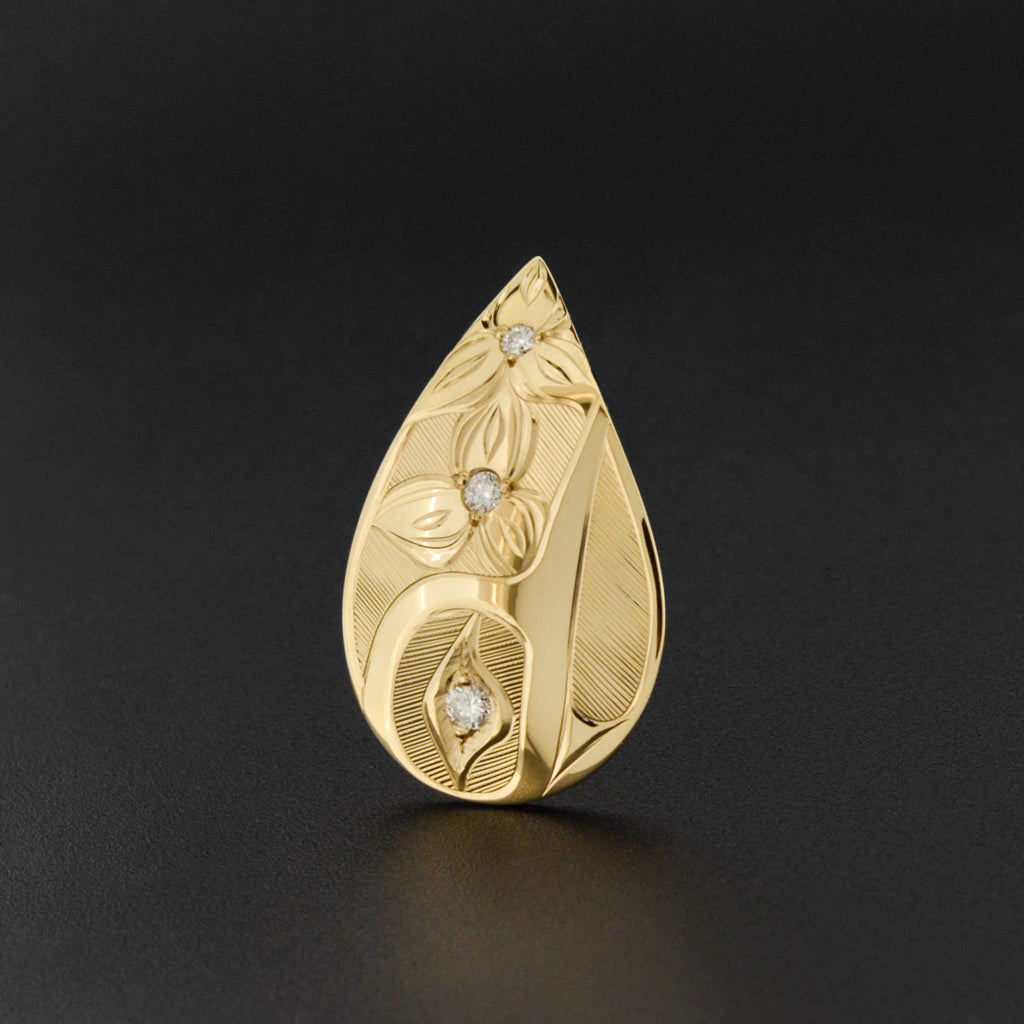 Hummingbird - 14k Gold Pendant with Diamonds